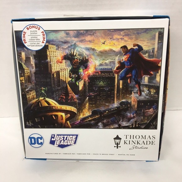 Puzzle Superman DC Justice league Metropolis Thomas Kinkade with Poster - Picture 2 of 8